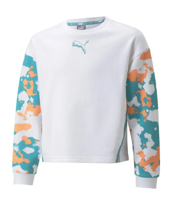 Puma Alpha Crew Girls Hoodless Sweatshirt White