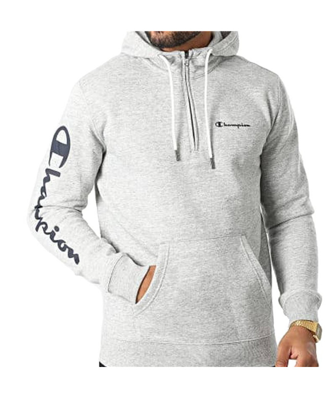 Sweatshirt Champion Hooded Half Zip Man Gray