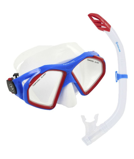 Set Tuba + Masque Aqua Lung Hawkeye Combo Bleu Rouge