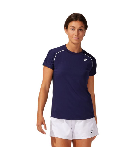 ASICS Court Piping T-Shirt Femme Bleu