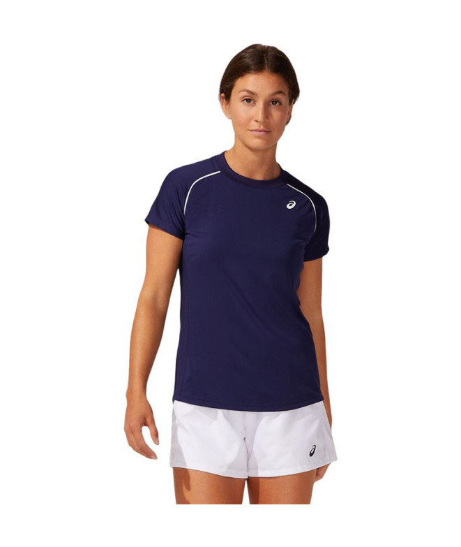 ASICS Court Piping T-Shirt Femme Bleu