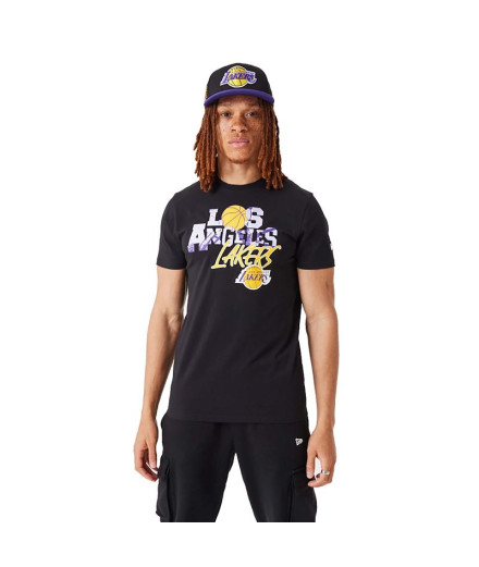 New Era NBA Infill Graphic T-Shirt noir pour hommes LA...
