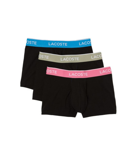 Slip Lacoste 3PK Ceinture contrastée Noir Homme