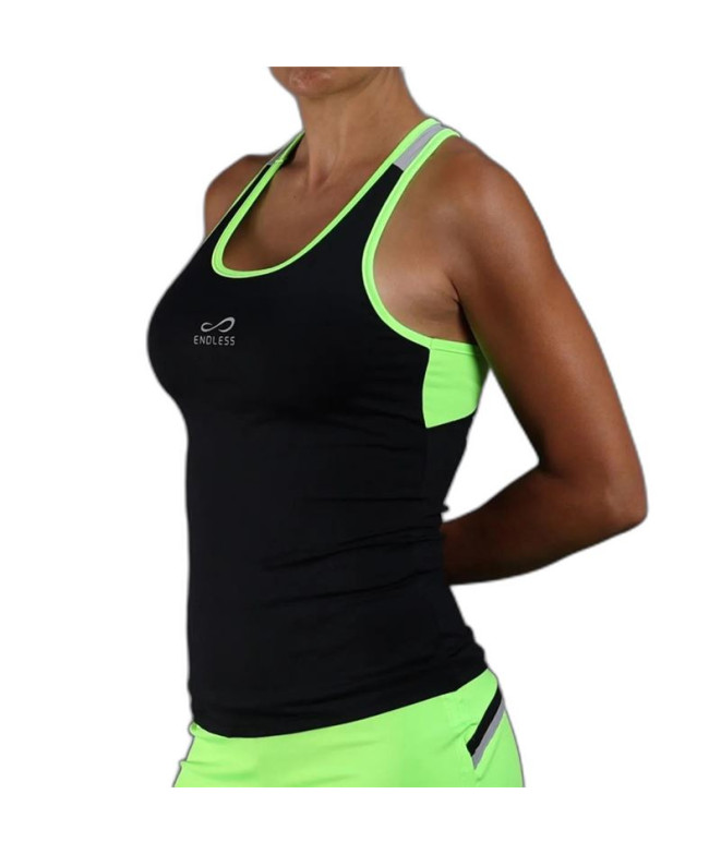 T-Shirt Padel Endless Flow Femme Noir-Vert