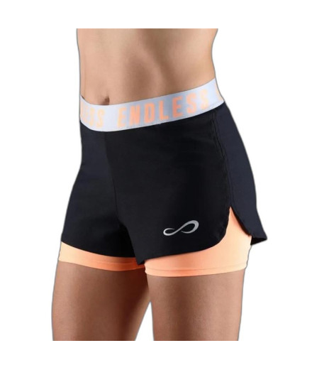 Short Padel Endless Tech Iconic Femmes Noir-Saumon