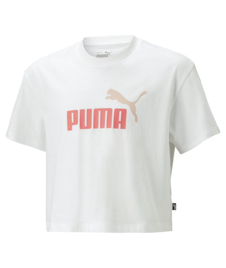 Puma Girls Logo Cropped T-Shirt Girl White