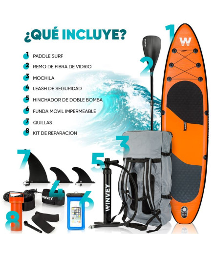 Table de Paddle surf Gonflable Winvey Orange