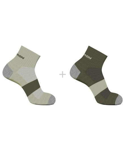 Chaussettes de Running Salomon Cheville Evasion 2-Pack Vert