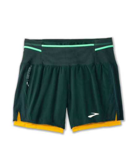 Pantalons de Running Brooks High Point 5" 2-en-1 Homme Vert