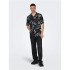 Chemise Only & Sons Coupe Régulière Col Cubain Noir Homme