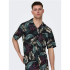 Chemise Only & Sons Coupe Régulière Col Cubain Noir Homme