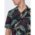 Chemise Only & Sons Coupe Régulière Col Cubain Noir Homme