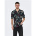 Chemise Only & Sons Coupe Régulière Col Cubain Noir Homme
