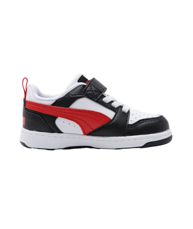 Chaussures Puma Rebound V6 Blanc Noir Enfant