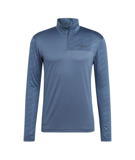 T-shirt adidas Homme multi Half Zip Ls Hiking Ls Blue