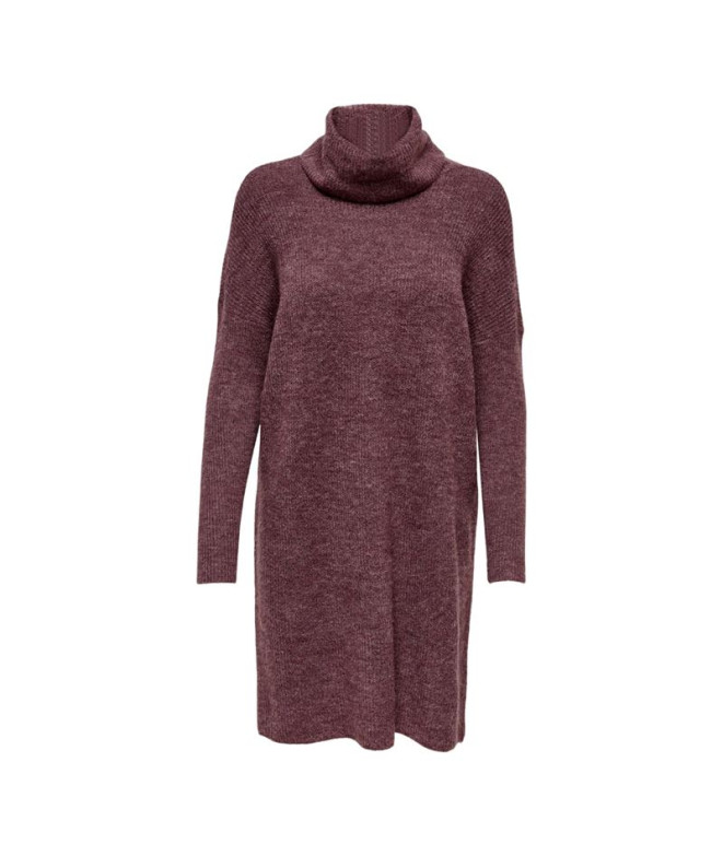 Robe Only jana Cowlnck Wool Rosa Brown Femme