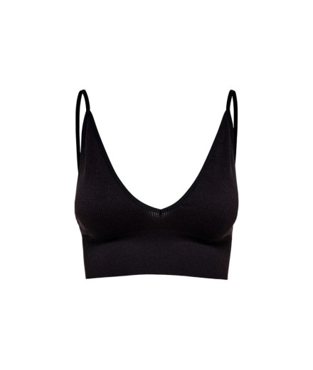Haut Only vicky Rib Seamless V- Noir Femme