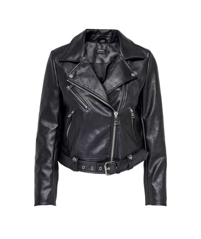 Veste Only vera Faux Leather Biker Black Femme