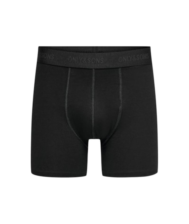 Slip Only & Sons fitz Solide Noir 3Pack Noir Homme
