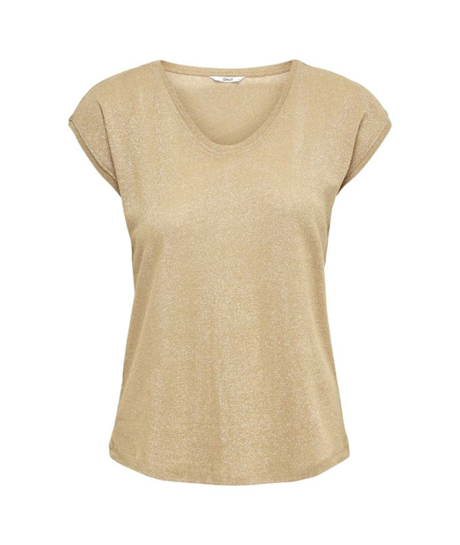 T-shirt Only argenté S/S V Lurex Or Couleur Femme