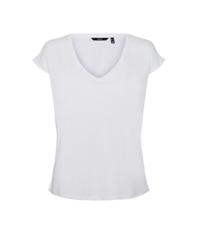 T-shirt Vero Moda fillis col V Blanc brillant...