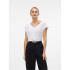 T-shirt Vero Moda fillis col V Blanc brillant Femme