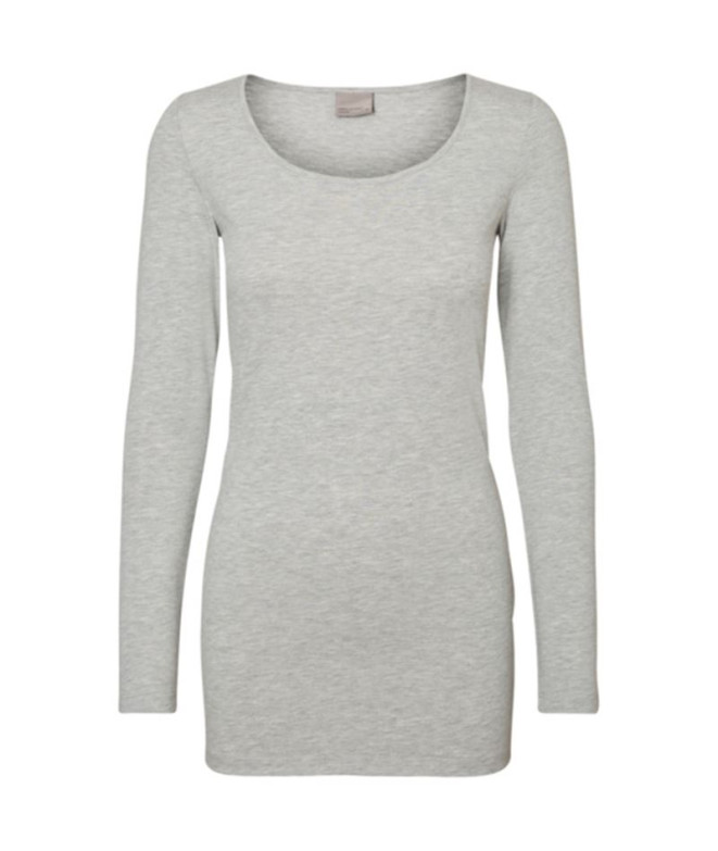 T-shirt Vero Moda maxi Myoft Long col en U Gris...