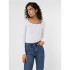 T-shirt Vero Moda maxi Myoft Long col en U Blanc brillant Femme