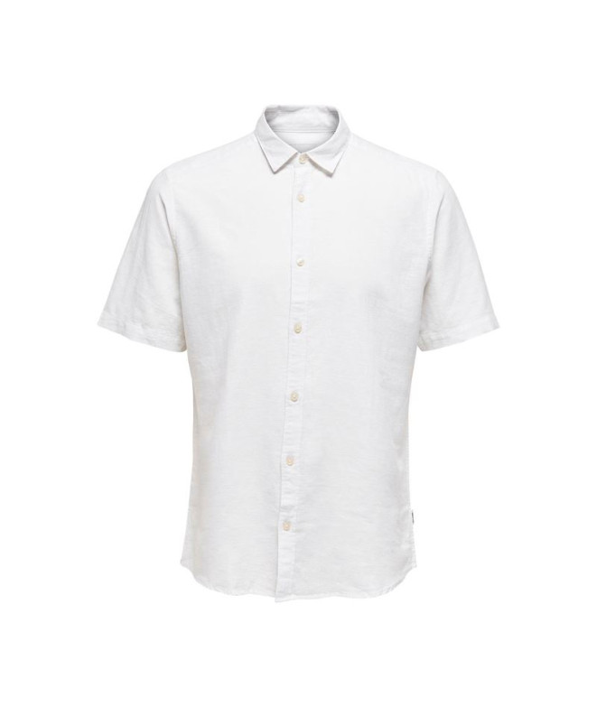 Chemise Only & Sons caiden Ss Solid Linen White...