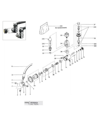 Rondelle en Teflon Tour rotatif 1ère étape Ac9-10 Cressi