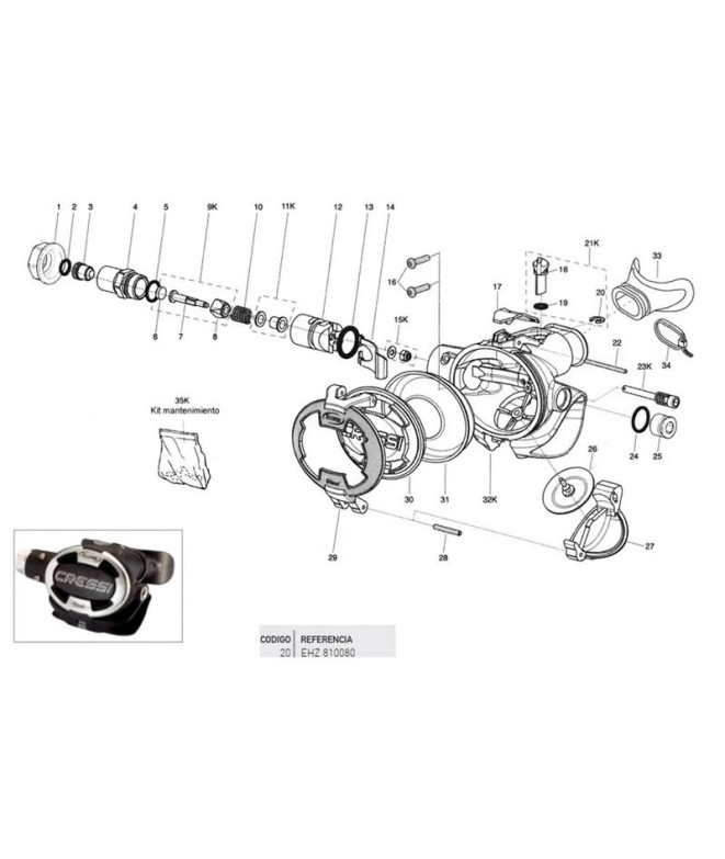 Seeger déflecteur Cressi Ellipse-XS Compact-XS...