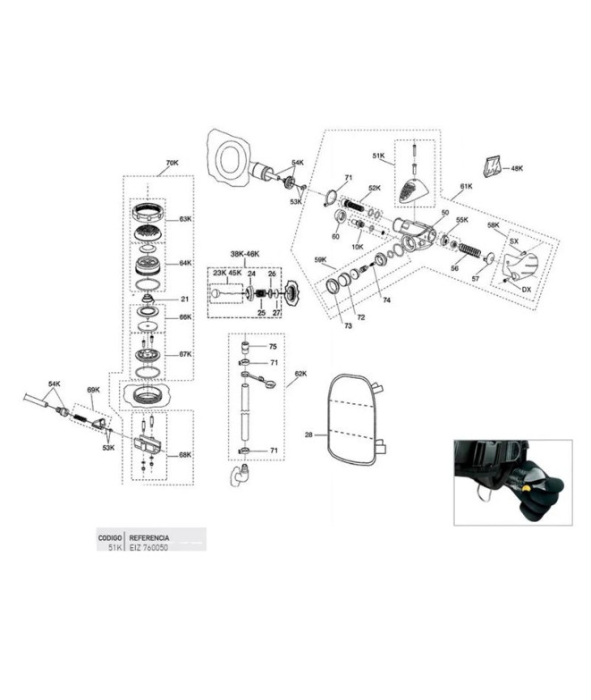 Poussoir de décharge Fcs C/Tornillo Cressi