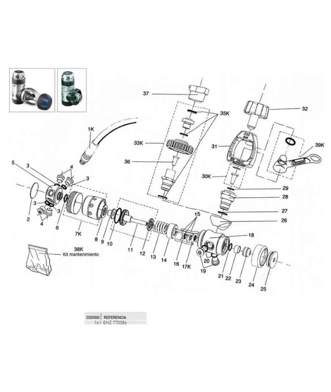 Vis écrou petit 1ère étape Ac10 Cressi