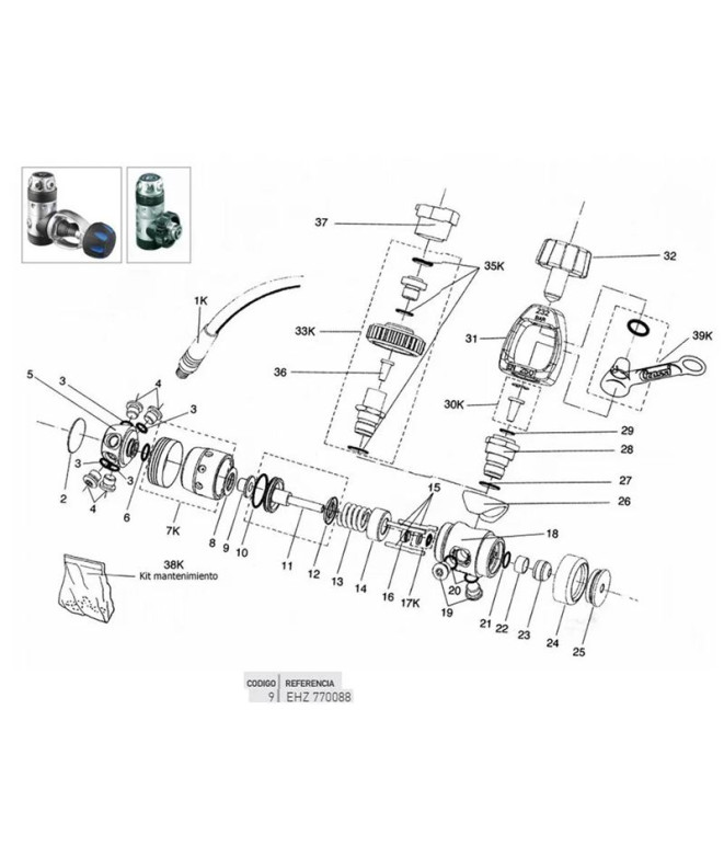 Tornillo Pas de l'air Tour rotative Ac10 Cressi