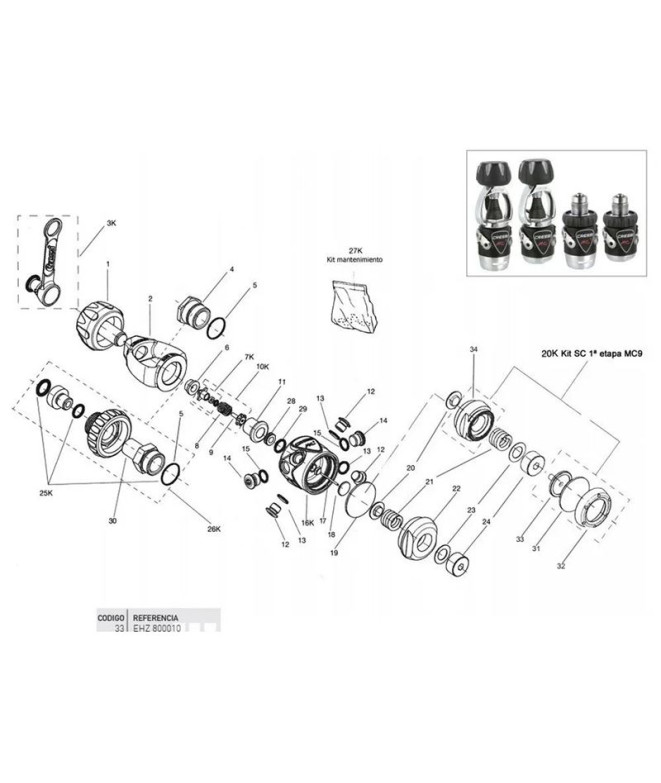 Percuteur Kit Mc9Sc-T10Sc Cressi