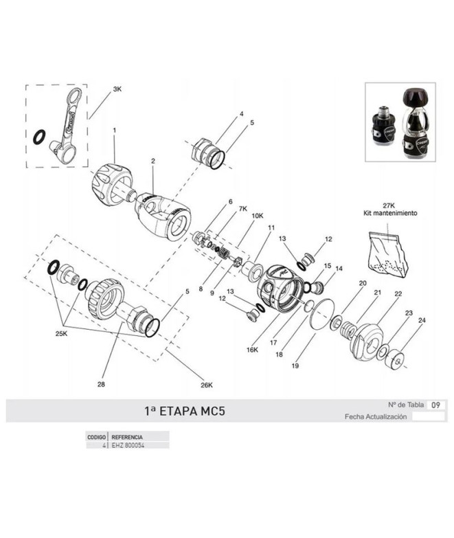 Écrou de fixation d'étrier Mc5- Mc9 Cressi