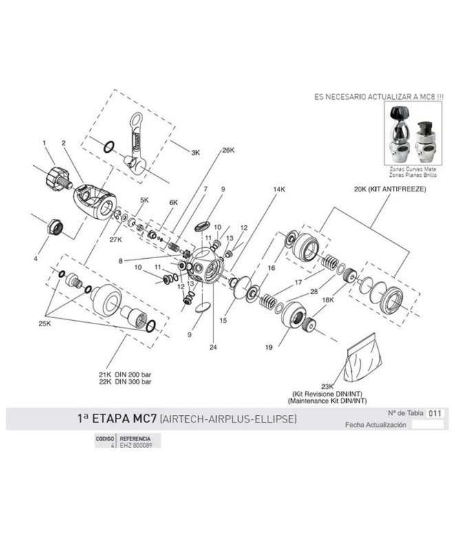 Écrou de fixation d'étrier 1ère étape Mc7-Mc8...