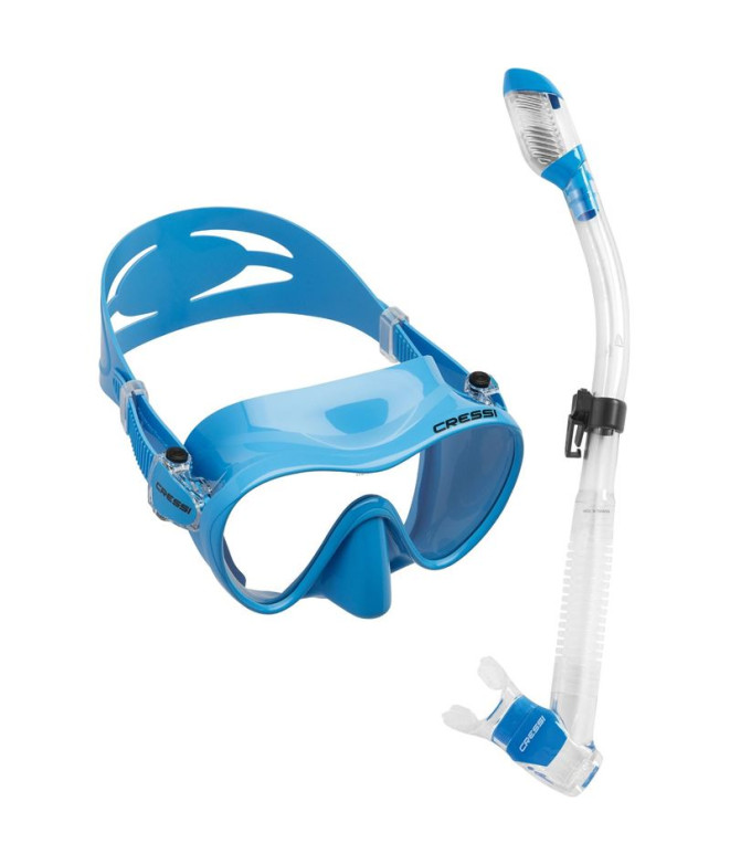 Kit de Plongée Cressi F1 + Dry Unisexe Bleu