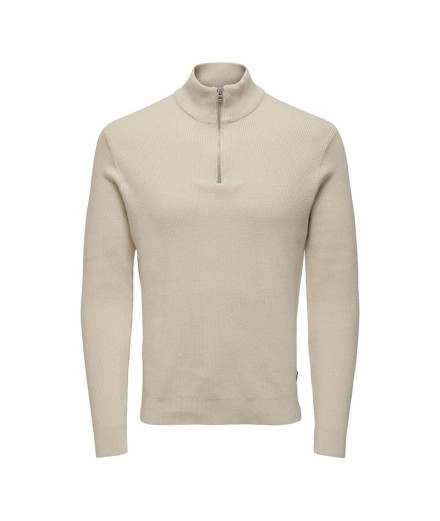 Sweat Only & Sons phil Reg 12 Struc Half Zip Silver...