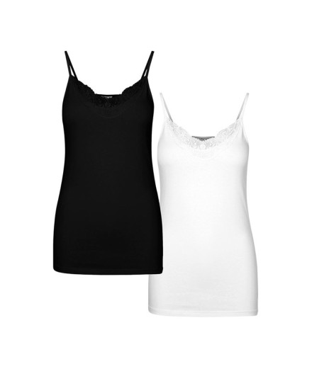 T-shirtPack Vero Moda Vminge Lace Singlet 2- Tall Black...