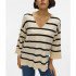 Sweat Vero Moda saba 3/4 V-Ncktripe Birch Femme