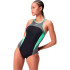 Maillot de bain Natation Speedo Femme de Col haut Splice dos croisé noir/vert