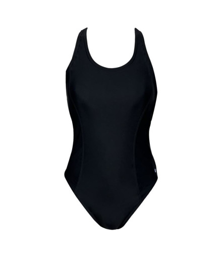 Maillot de bain Ras Femme Dos solide classique Noir