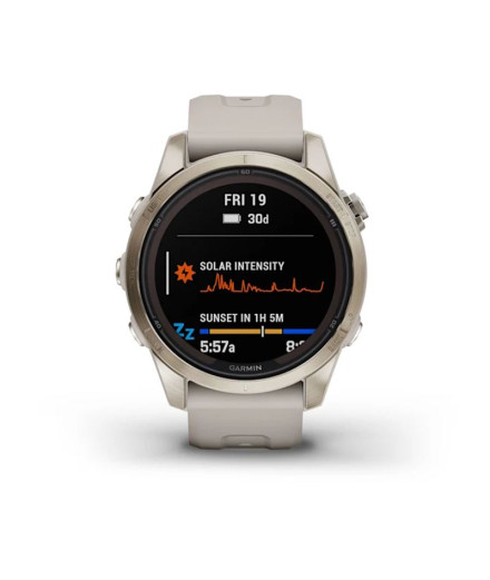 Montre Garmin Fenix 7S Sapphire Solar Golden Beige Strap