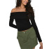 T-shirt Femme Only Onllive Love L/S Off Shoulder Cs Black