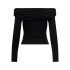 T-shirt Femme Only Onllive Love L/S Off Shoulder Cs Black