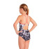 Maillot de bain Natation Fille by Zoggs Marble Sprintback Black Front Lined