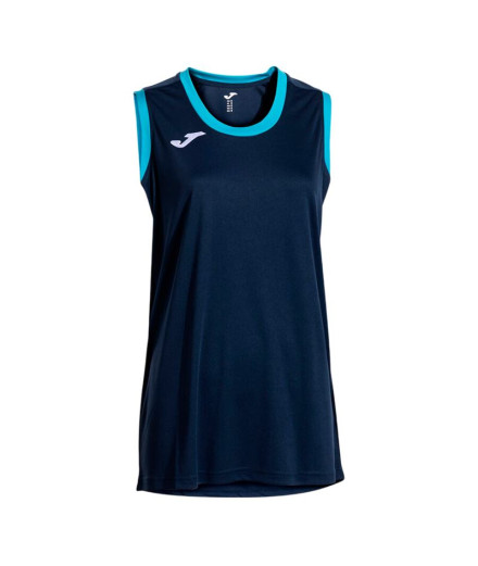 T-shirt Joma Cancha Dark Navy Turquesa Flúor Femme